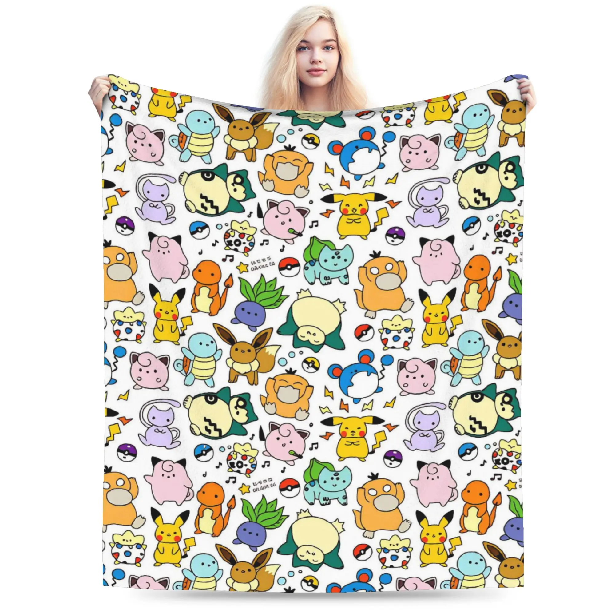 Pokemon Characters Blanket  Warm Funny Plush Bedding Throws For Kids Couch Chair Flannel Bedspread Bed Cover