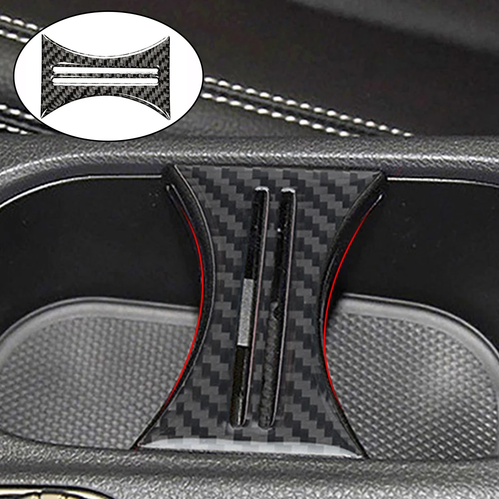 Car Carbon Fiber Interior Water Cup Holder Decor Covers Trim For Mercedes Benz B A GLA CLA Class W176 X156 C117 2014 - 2017