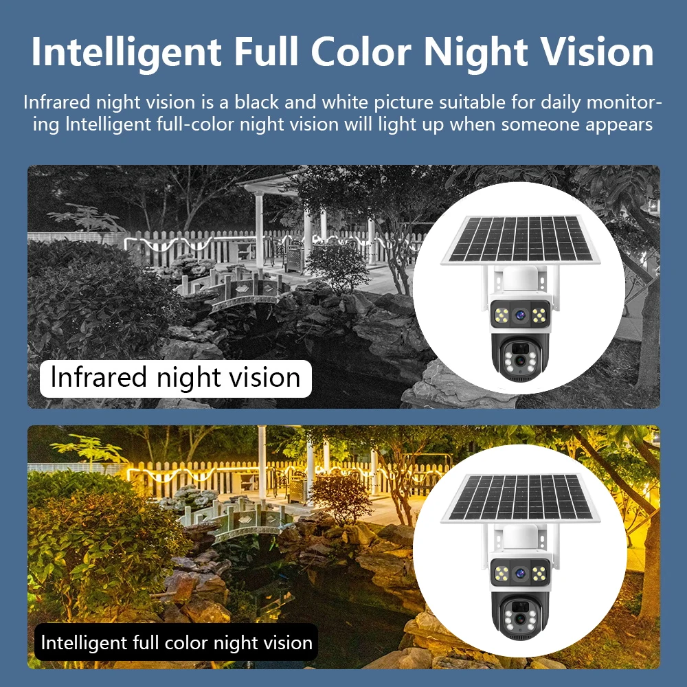 LLSEE V380 8MP 10x magnification,dual lens,4G SIM card,CCTV solar,WIFI outdoor wireless waterproof solar camera,360 pan tilt,4K image 4