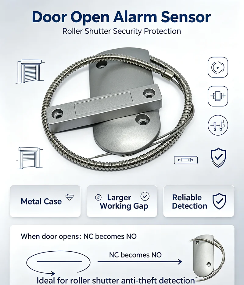 Wire Rolling Door Open Alarm Detector Zinc Alloy Normally Close Magnet Sensor Home Security Magnetic Switch Fire Control Door