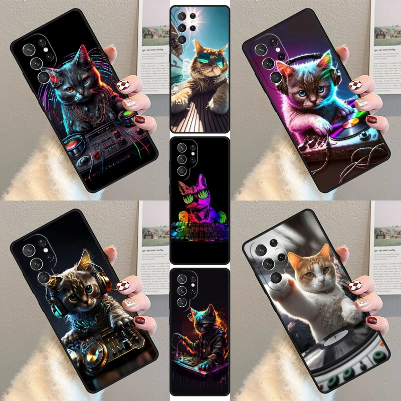 Funny Cute Cat Animal Phone Case For Samsung Galaxy S23 S21 S20 FE S24 S22 Ultra Note20 S10 S9 S8 Plus Silicone Cover