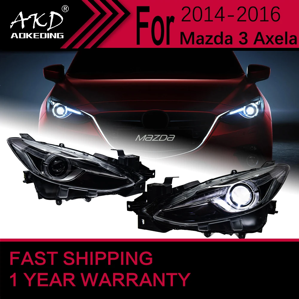 Car Lights for Mazda 3 Axela LED Headlight 2014-2016 Head Lamp Drl Projector Lens Automotive Accessories