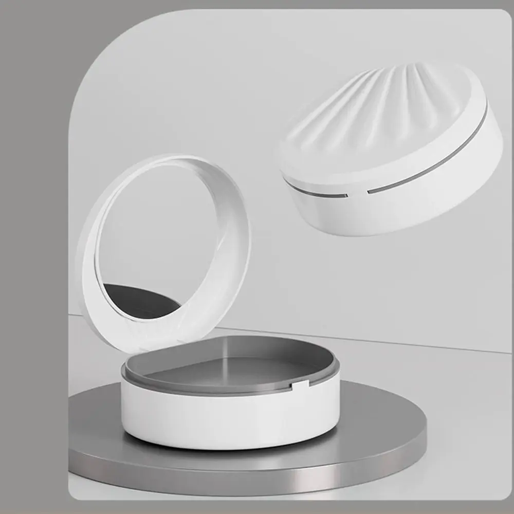 Double Layer Orthodontic Retainer Case Shell Shaped Mouthguard Denture Bath Storage Box with Mirror Cleaning Tooth