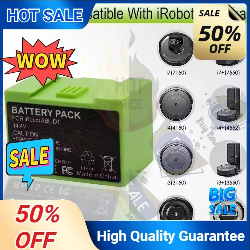 SWZY Rechargeable Battery for IRobot Roomba I7 7150 7550 14.4V 6800mAh Replacement for I3 I4 I5 I6 I7 I8 J7 E5 Series Vacuum Cle