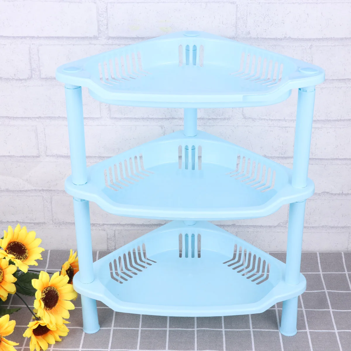 

3 Layer Plastic Storage Shelves Small Organizer Rack Corner Basket Desk Stand Bathroom Shelf Home Household Kitchen Easy
