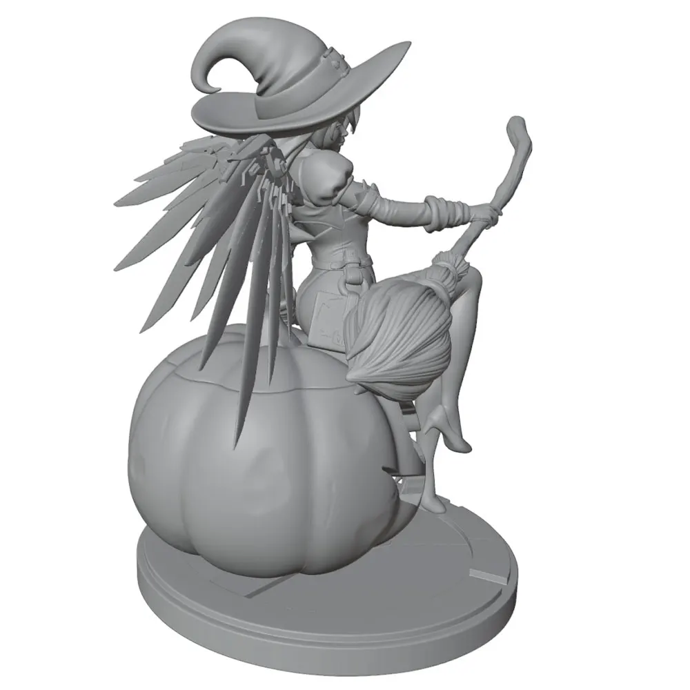 Figura resina bruja en calabaza sin pintar para rol y coleccionismo - imagen 5