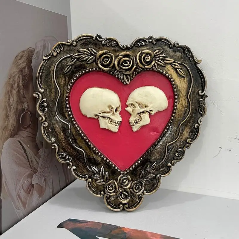 Skeleton Decor Resin Gothic Figurine Creative Romantic Love Skull Ornaments Craft Skeleton Spooky Wall Art for Home decoration