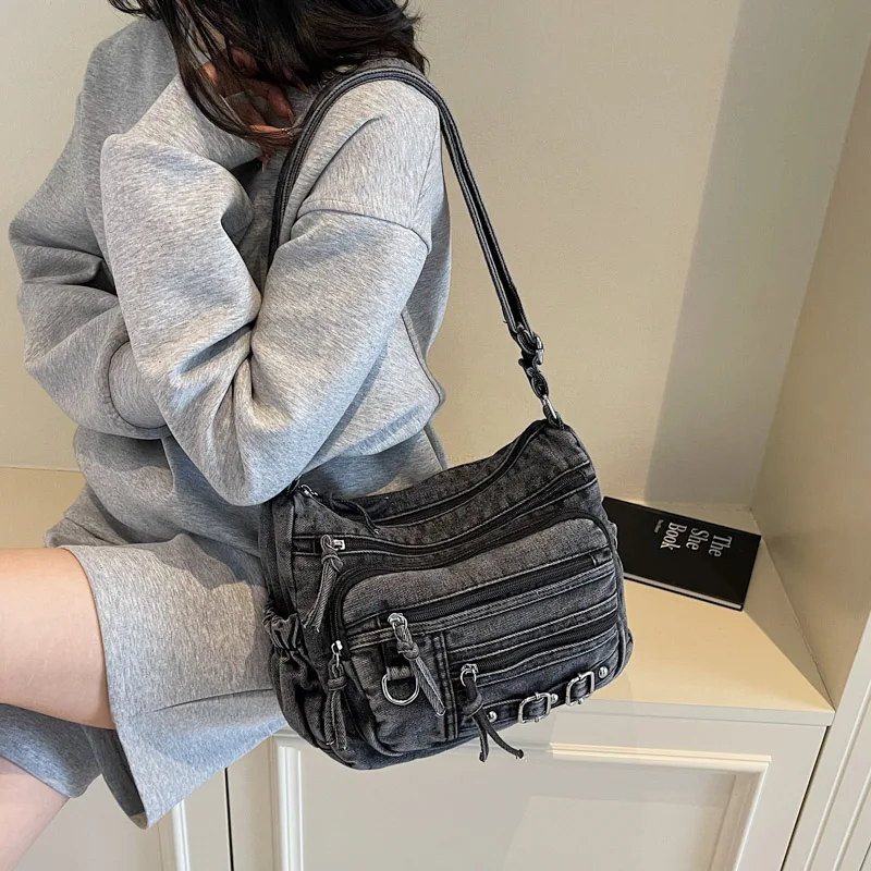 

Fashionable women's new denim trendy solid color shoulder bag crossbody bag bags for woman сумка женская bolso marca lujo bags