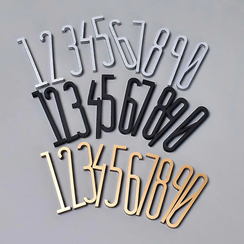 1PC 10x2.1cm Acrylic House Apartment Number Self Adhesive Number Signs On The Door Home Hotel Office Flat Number Plates Decor