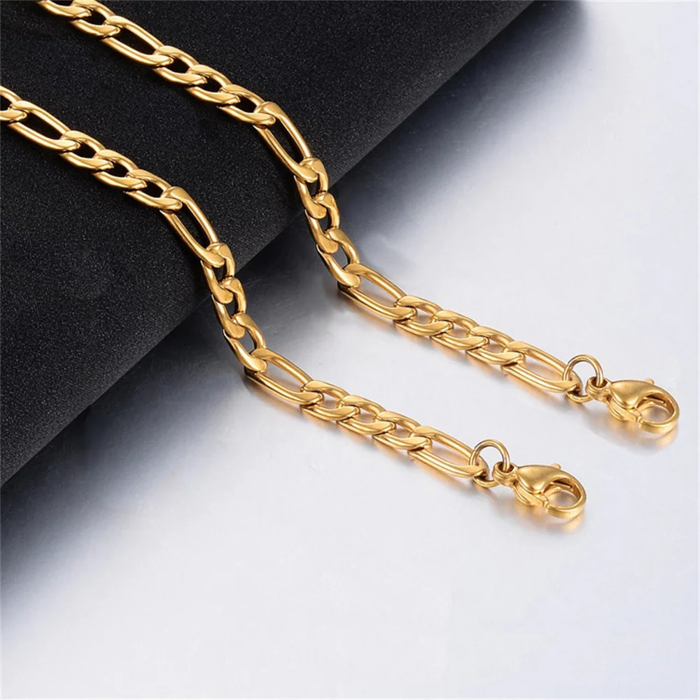 Punk Mode 6mm Figaro Link Ketten Männlich Gold Silber Farbe Edelstahl Kette Halsketten Für Männer Frauen Hip Hop schmuck Geschenk