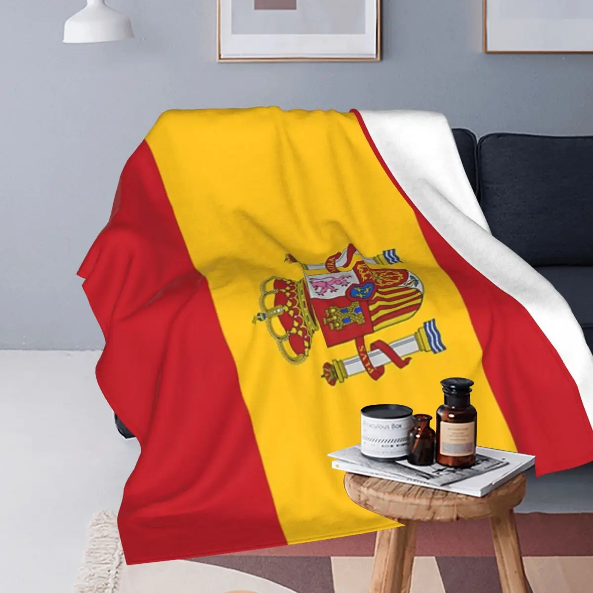 Spain Flag Blanket Soft Warm Flannel Throw Blanket Bedspread for Bed Living room Picnic Travel Home Sofa