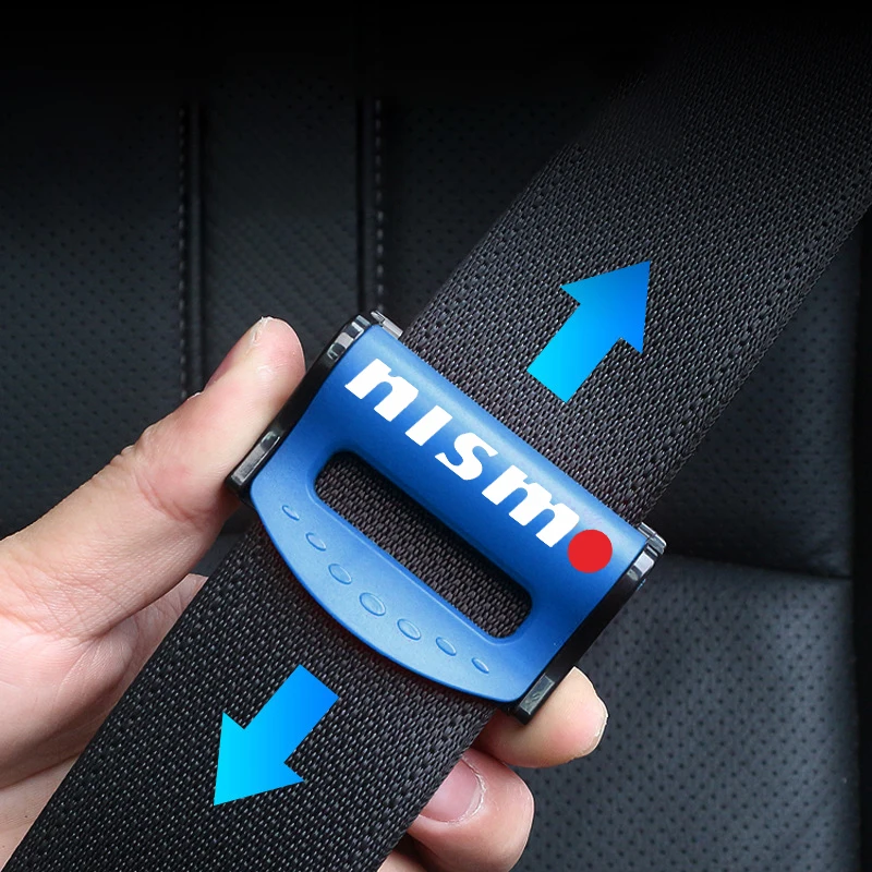 2Pcs Adjustable Car Seat Belt Shoulder Fixed Strap Clips Accessories For Nismo Logo Emblem R34 GTR Nissan Tiida Sylphy Teana