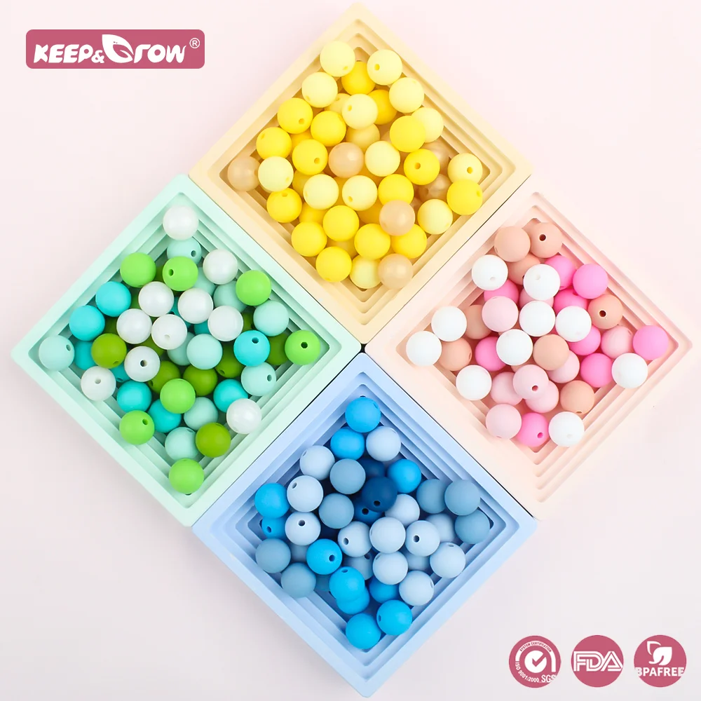 100Pcs 12mm Silicone Beads Baby Nursing Care BPA Free Food Grade Teething Beads DIY Bracelet Pacifier Chain Necklace Accessories