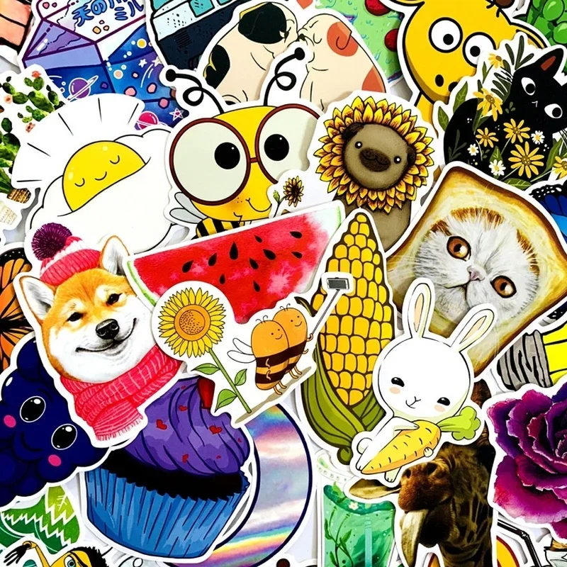 1Sets =70PCS Cute Cartoon Small Fresh Waterproof Stickers Trolley Case Skateboard Car PVC Stickers