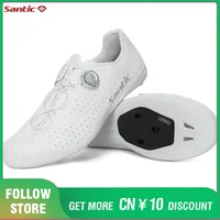 Santic-zapatos de ciclismo de fibra de carbono para hombre y mujer, zapatillas de deporte para montar en carretera, resistentes al desgaste, ajustables, para ciclismo profesional