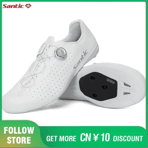 Imagen 1 del producto Santic-zapatos de ciclismo de fibra de carbono para hombre y mujer, zapatillas de deporte para montar en carretera, resistentes al desgaste, ajustables, para ciclismo profesional