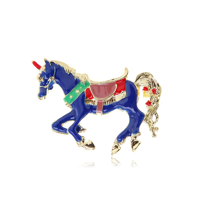 Colorful zodiac horse brooch cartoon cute unicorn corsage zebra animal metal brooch jewelry