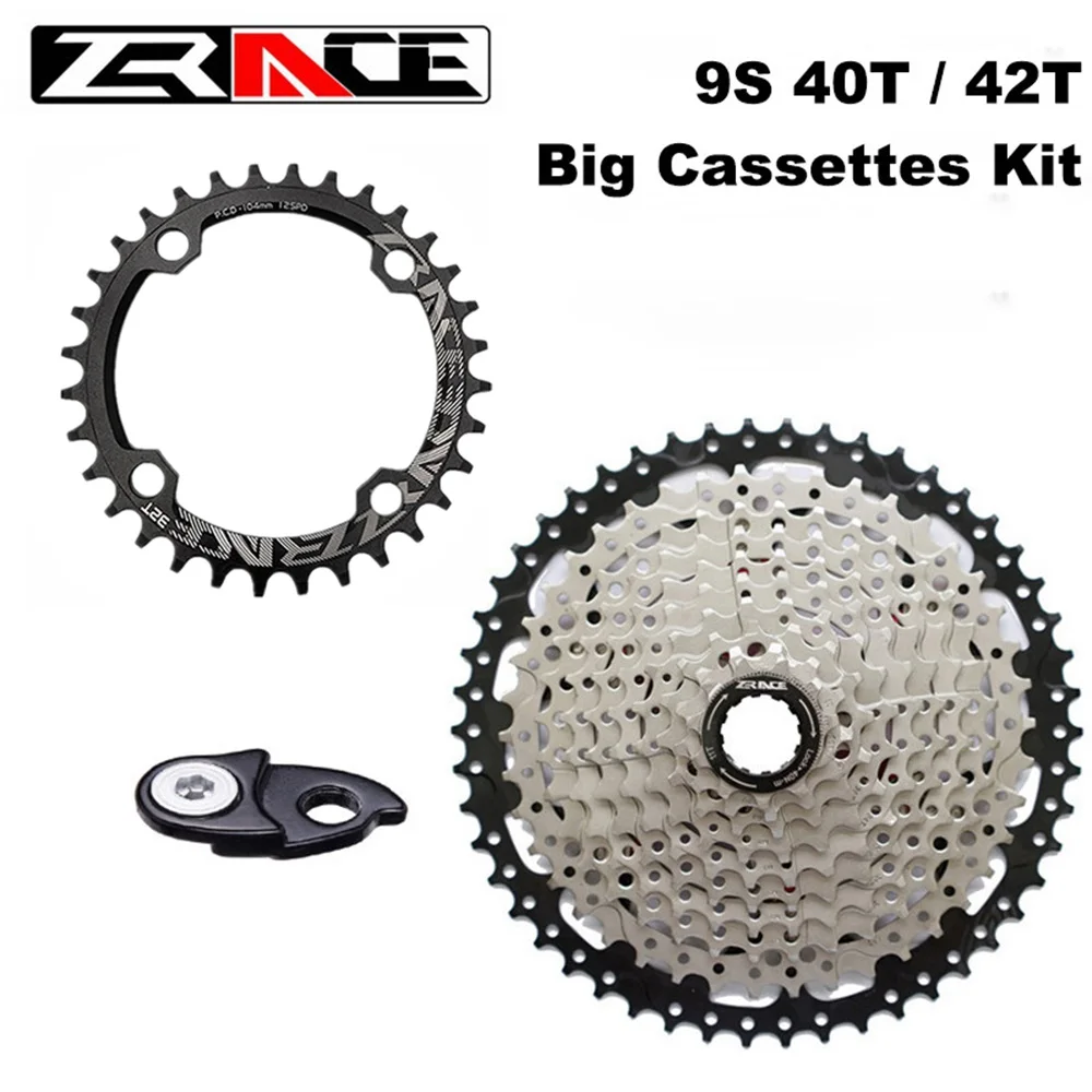 NEW ZRACE Bicycle Freewheel Kit+Chainring 9 Speed bike Cassette 11-40T/42T for ALIVIO/ DEORE / SLX / XT ZR-3kits-9S