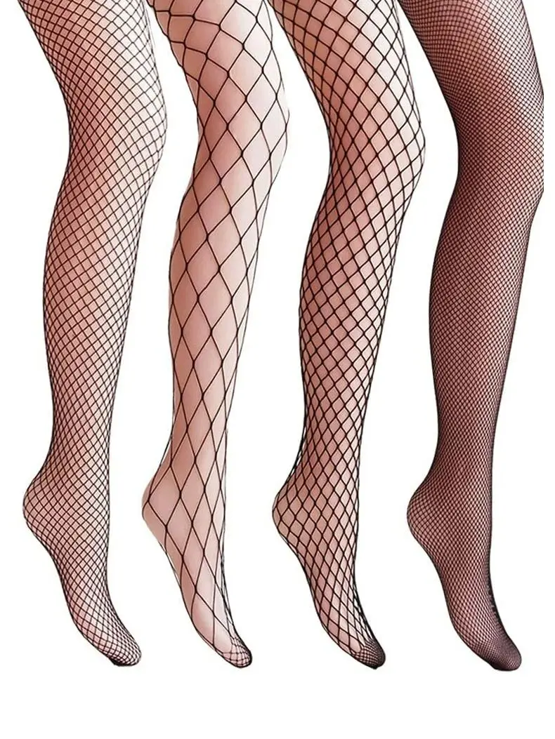 4 Paar Netzstrümpfe, Strumpfhosen mit hoher Taille für Damen, Netzstrümpfe für Partys, Netzstrumpfhosen