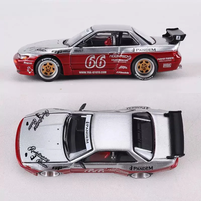 POPRACE 1:64 Scale Civic Rocket Rabbit Pandem S13 Alloy Car Model Static Collection Decorated Holiday Toys Souvenir Gift