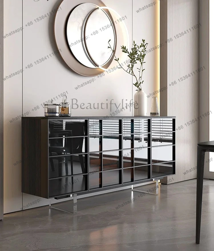 simple rock slab dining side cabinet multi-functional tea cabinet modern light luxury locker glass