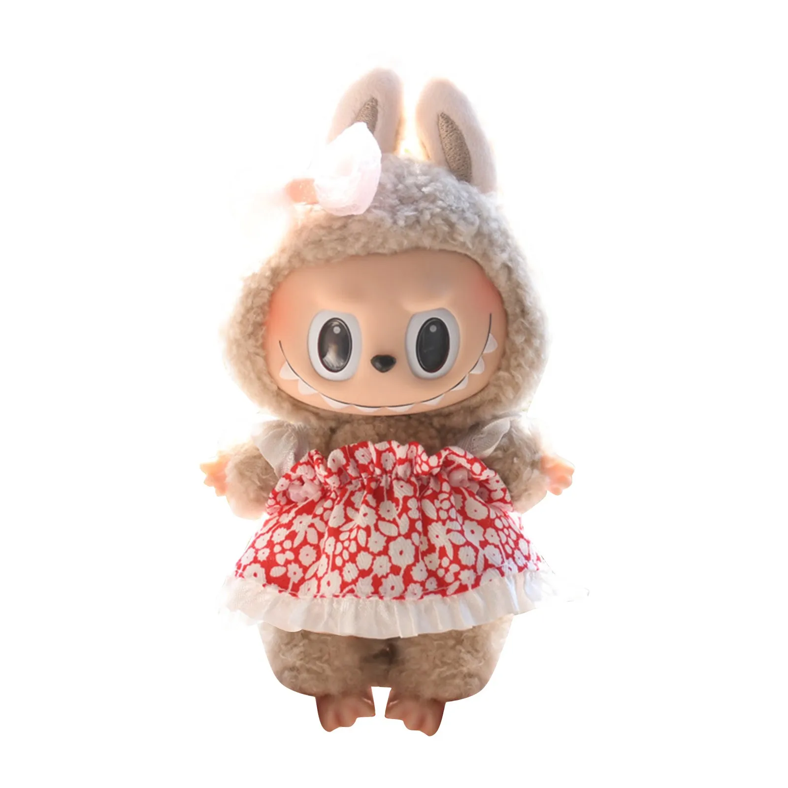 Set Gaun Merah Muda Lucu 17Cm Pakaian Boneka Labubu Aksesori Pakaian Pakaian Boneka Hadiah Mainan Anak Perempuan