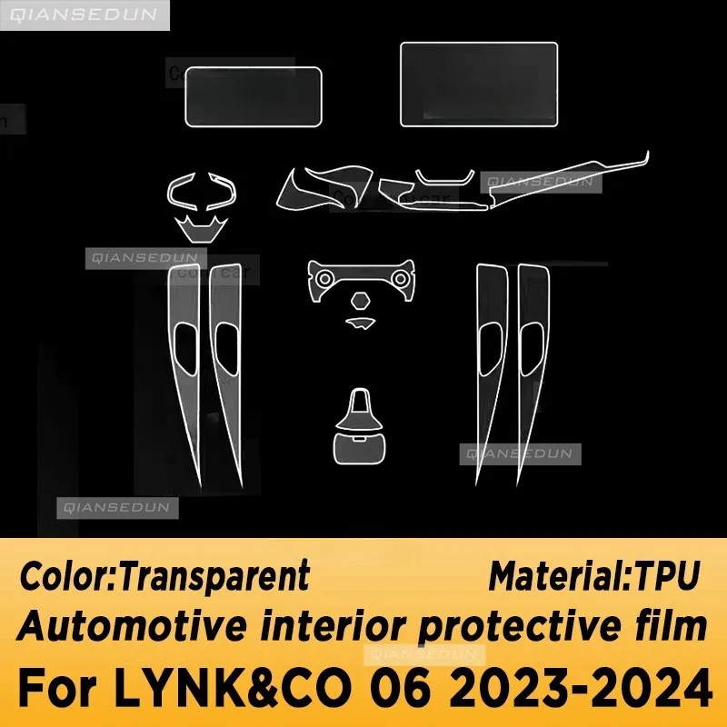 For LYNK&CO 06 2023 2024 LYNK CO Gearbox Panel Navigation Automotive Interior Screen TPU Protective Film Cover Anti-Scratch