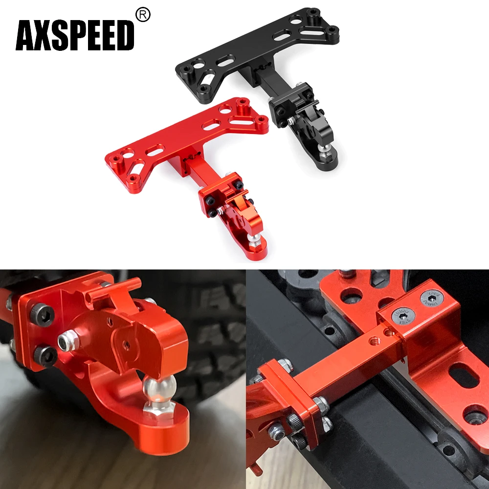 AXSPEED Aluminum Alloy Rear Bumper Adjustable Hitch Trailer Tow Hook for Axial SCX6 AXI05000 Wrangler 1/6 RC Car Upgrade Parts