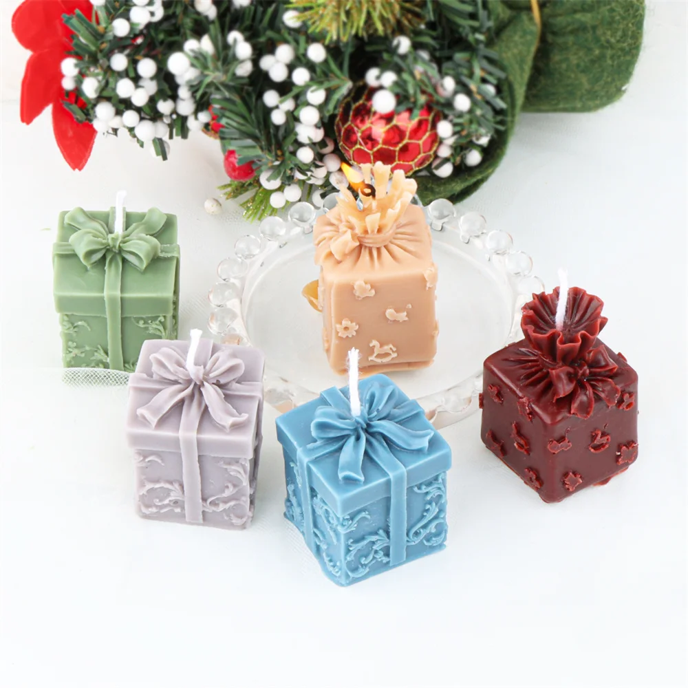 3D Reusable Gift Box Silicone Mold DIY Scented Candle Present Boxes Candles Mold Soap Resin Mould Christmas Decor