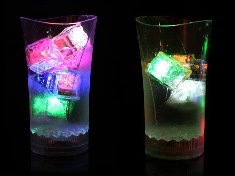 LED Glowing Ice Cube Wine Glass Ice Cube Glitter Neon Prop for Party Bar Club Wedding Decoration Party Supplies