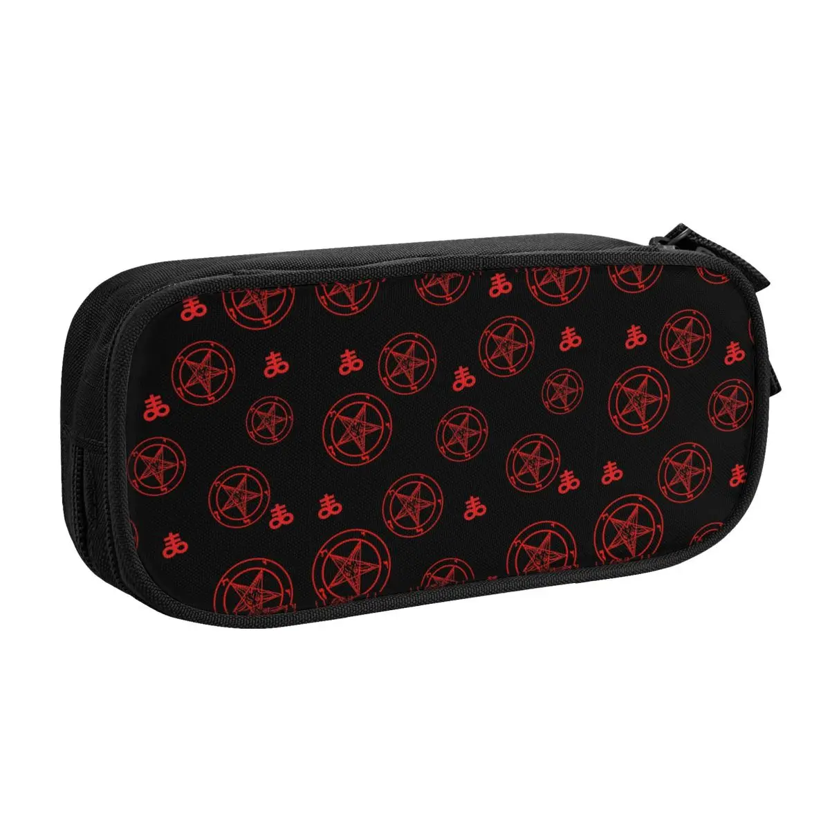 Baphomet In Red Custom School Pencil Cases Girl Boy Large Storage Satanic Cross Hail Satan Pencil Box Students Stationery