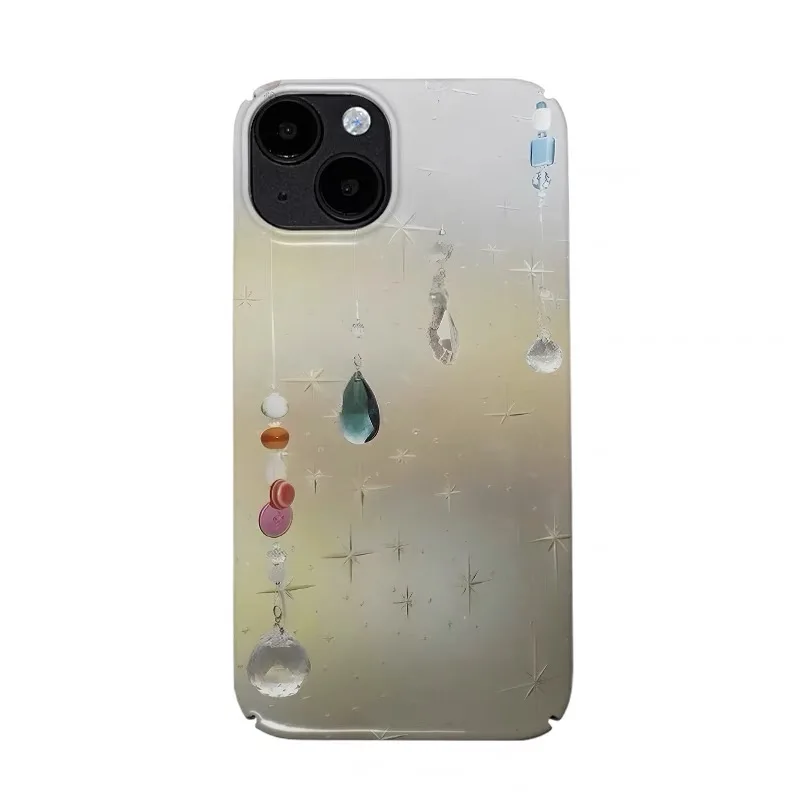 

Ins Korean Gemstone Pendant Art Case for IPHONE 17 16 ProMax 15 14 Plus 13 12 MINI 11 PRO 16Plus XR XS MAX Acrylic Phone Cover