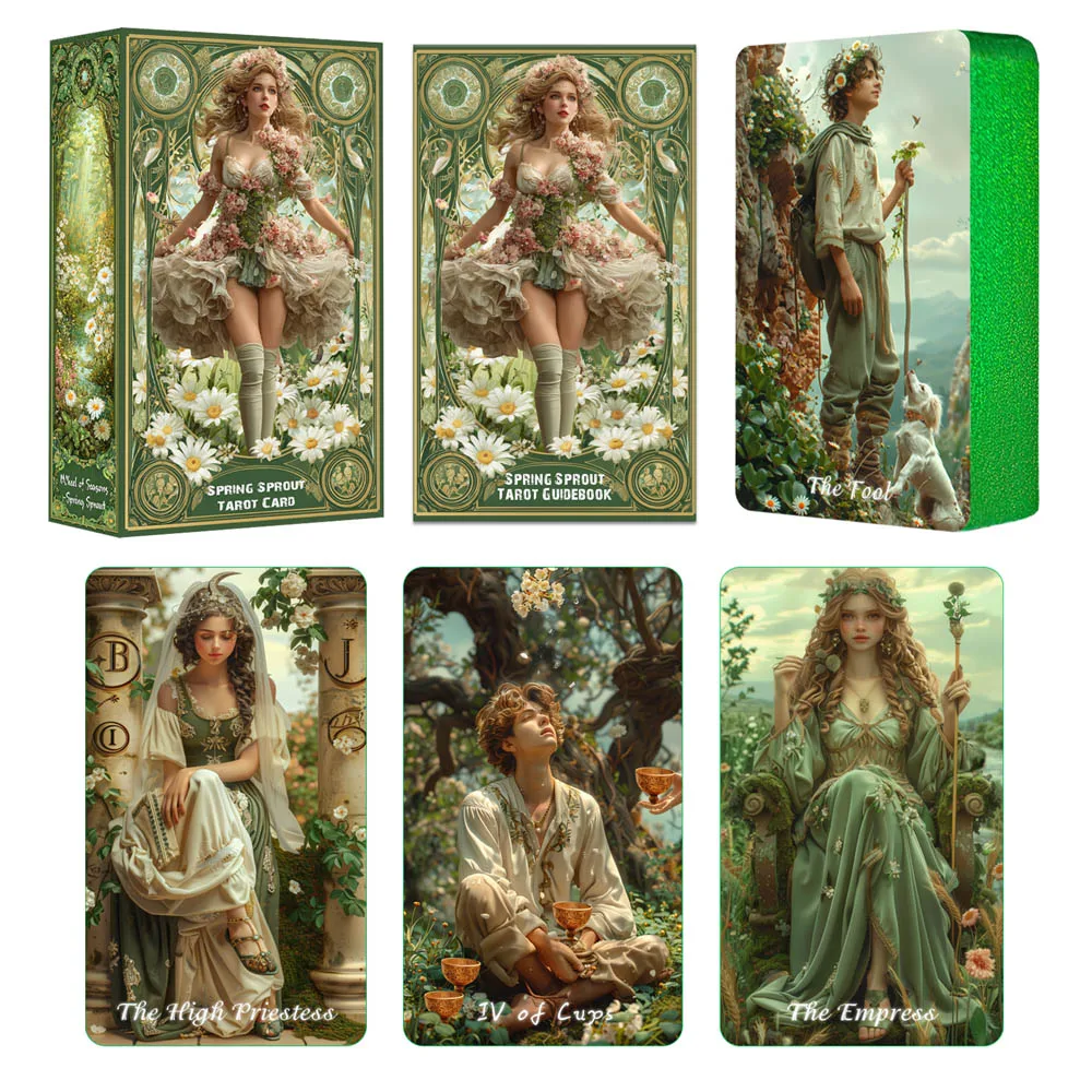 Tarot Cards for Beginners with Guidebook, Spring Sprout Tarot Deck, 80 Oracle and Tarot Cards, Cards with Gilded Learning Edge