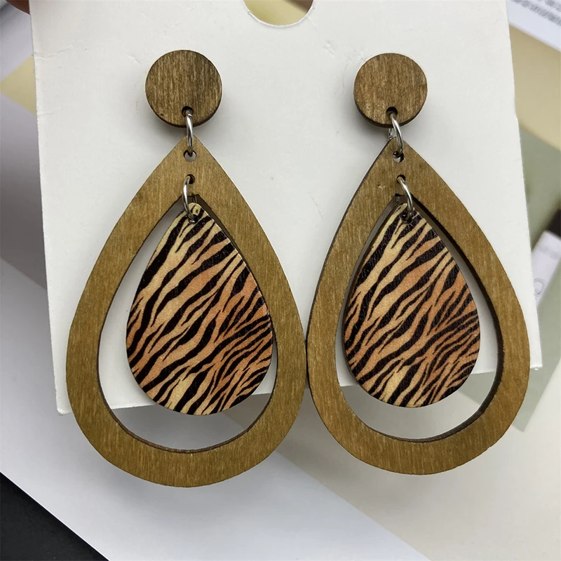 Bohemian Lange Wasser Winkte Muster Holz Ohrringe für Frauen Ethnischen Stil Vintage Elegante Weibliche Schmuck Party Casual Zubehör – Detail 8