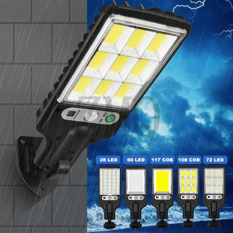 Solar Outdoor LED Courtyard Wall Lamp Waterproof Motion Sensor 3 Mode Security Lighting Street Light for Garden Patio Path