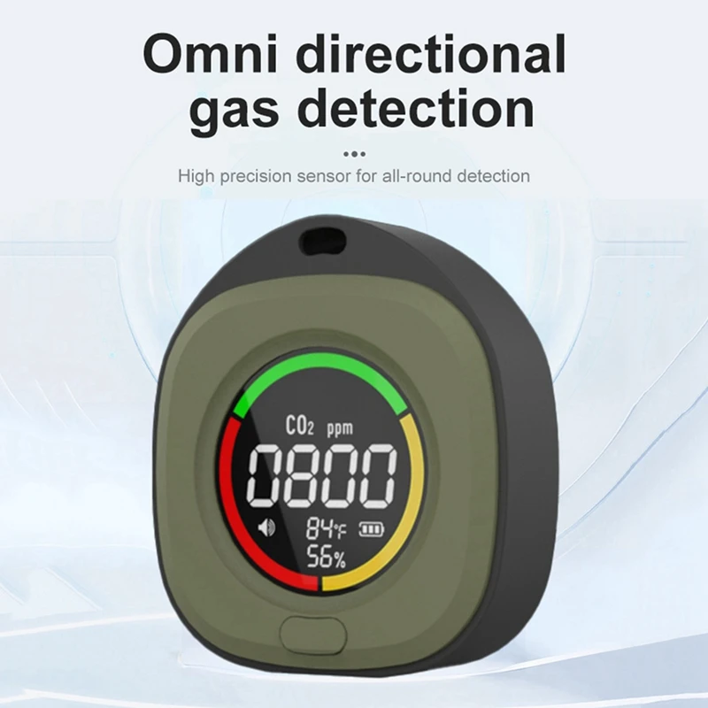 24-uurs levering K5C Mini kooldioxidedetector CO-tester Luchtkwaliteit Draagbare monitor LED-scherm USB Type-C Opladen Binnen