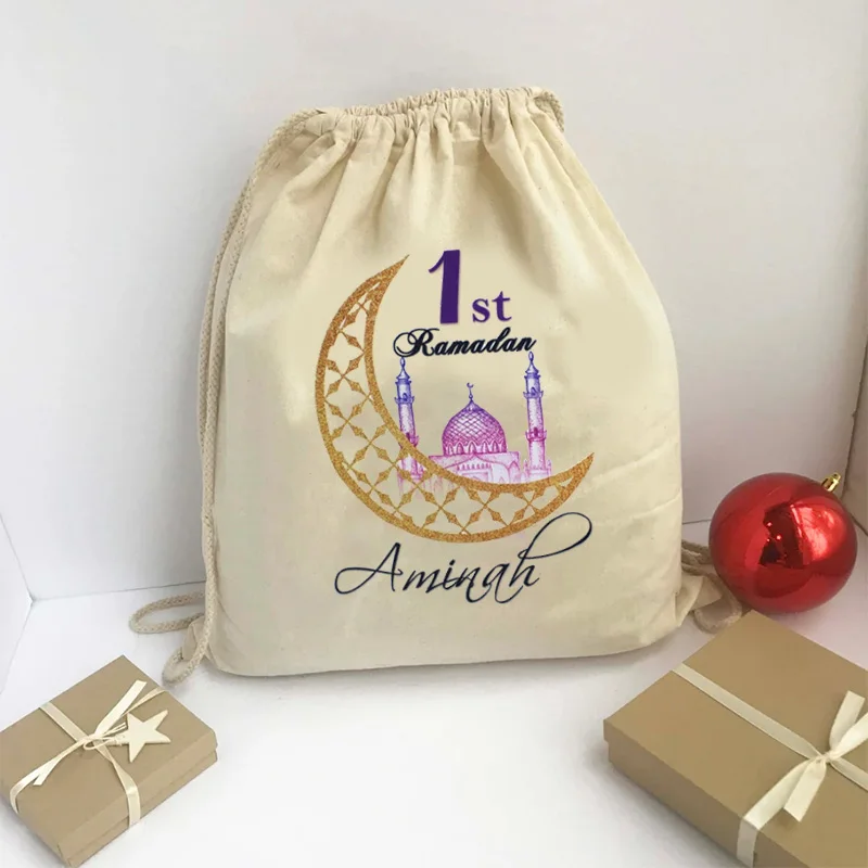 Personalised Custom Name baby boy girl first 1st Ramadan Gift eidi bag Eid Al-Fitr Muslim Islamic Kareem eid Mubarak Decoration