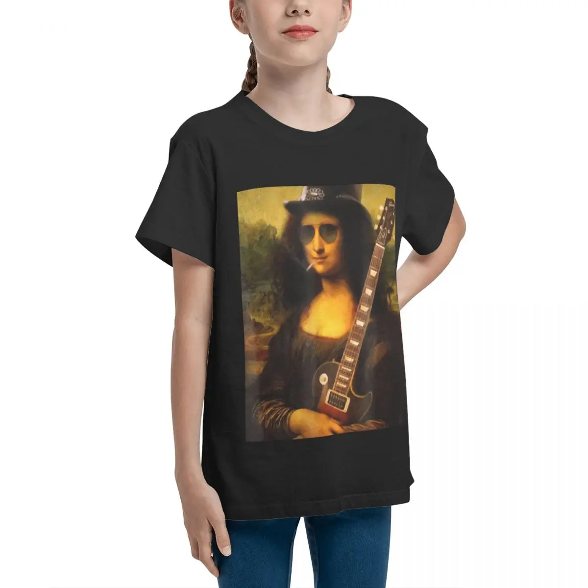 Teenagers Basic Short Sleeve T-Shirt Mona Lisa Ale Round neckVintage T-shirts Novelty Humor Graphic Teeanger image 2