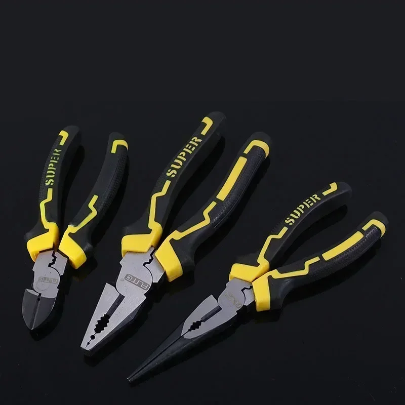 FUTE 6/8 Inch Wire Pliers Sharp Stripping Pliers Diagonal Plier Vice Rubber Handle Multifunctional Labor-saving Hardware Tools