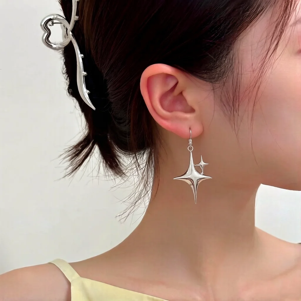 Unisex Punk Style Starlight Earrings Women Rock Hippie Fashion Jewelry Men's Star Spikes Heart Charm Gothic Earhook