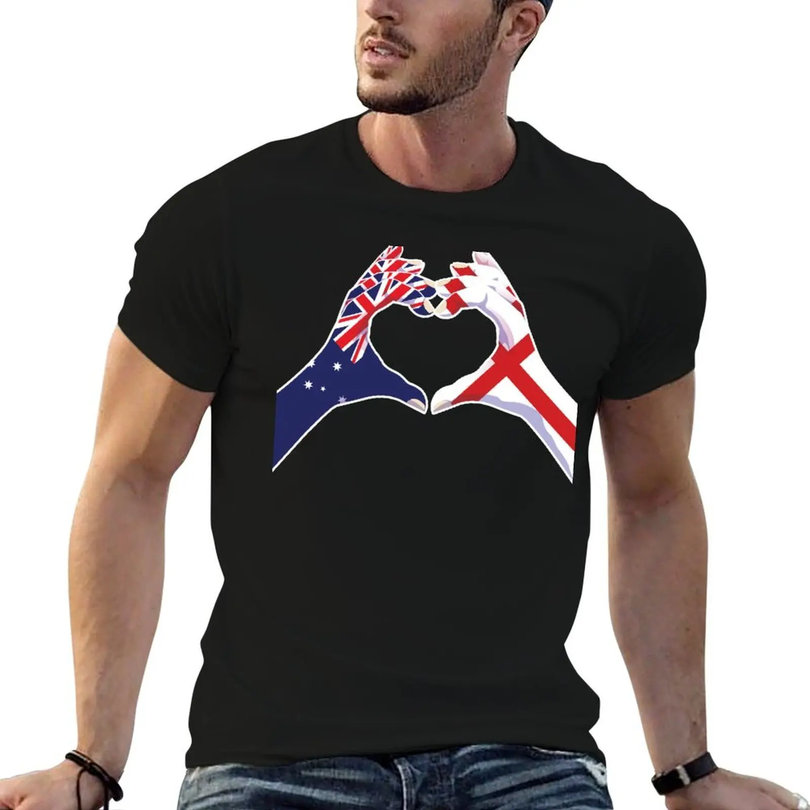 

English England Australian Australia Love Heart Peace T-Shirt t shirts for man cotton man t shirt summer T-Shirt