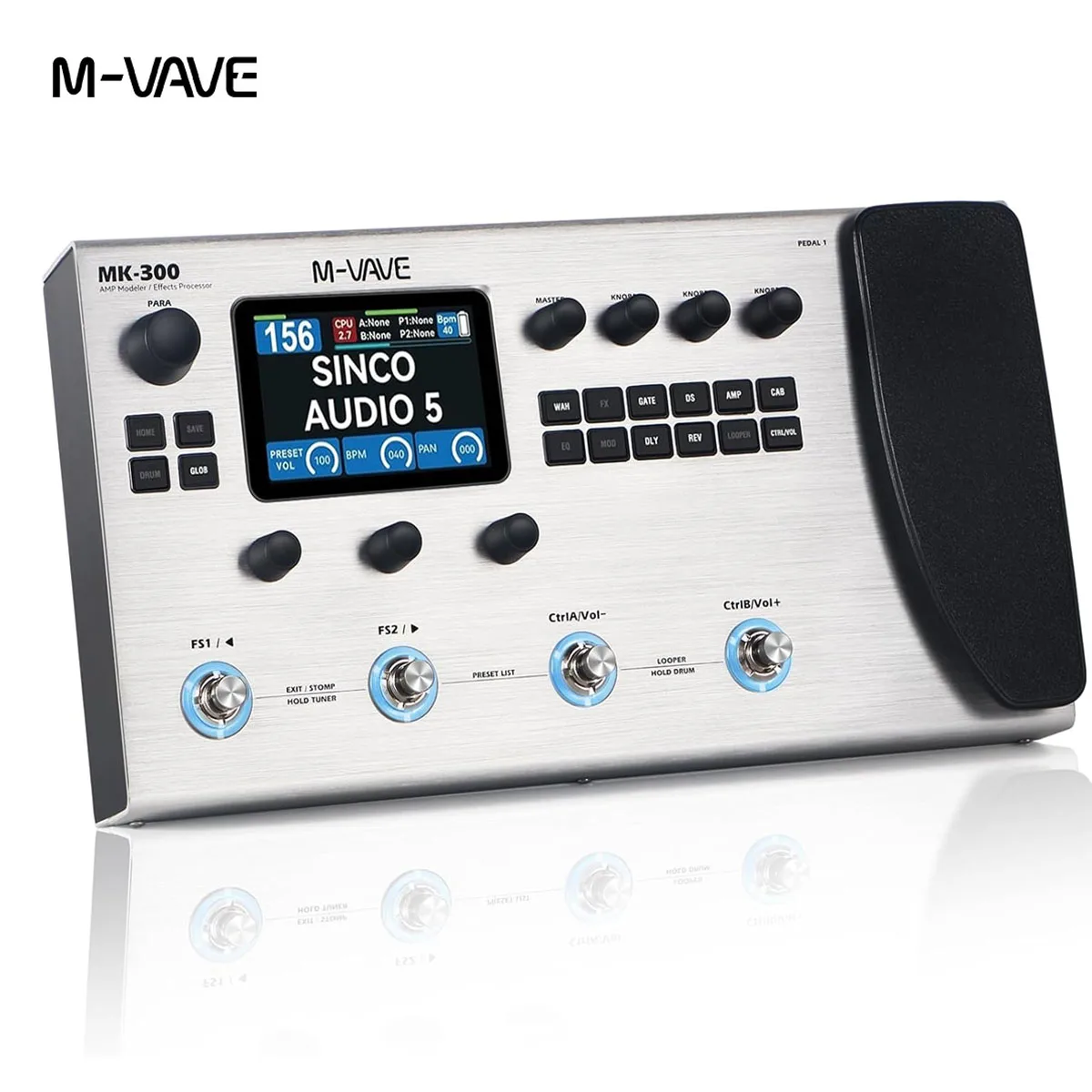 

M-VAVE MK-300 Multi-Effects Processor Pedal: 3.5" LCD, 320+ Effects, 160 Presets, Looper, Drum Machine, USB Audio, 10H Battery