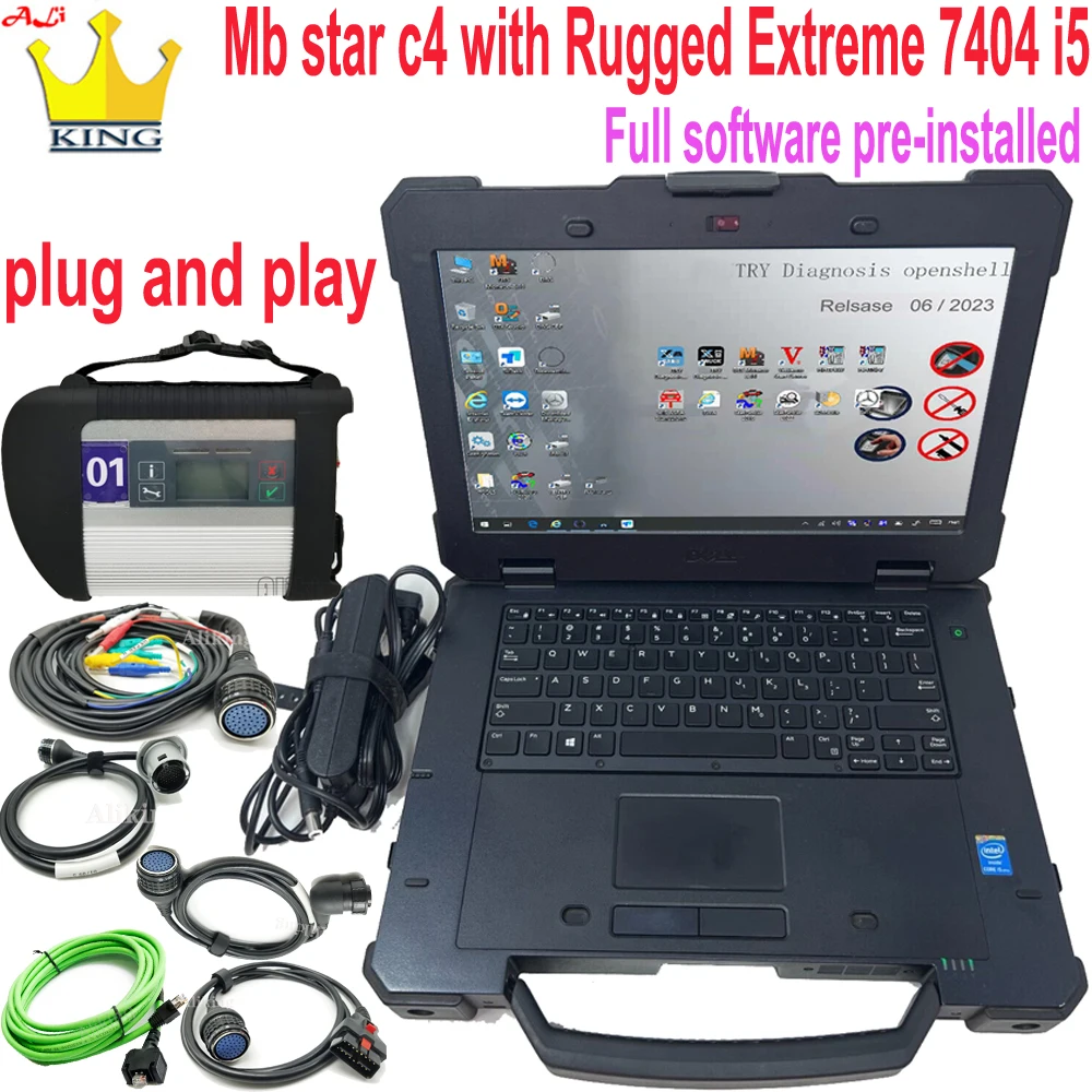 

MB Star C4 sd connect multiplexer compact 4 obd2 scanner Latitude Laptop 14 Rugged Extreme 7404 I5 diagnosis tool READY TO USE