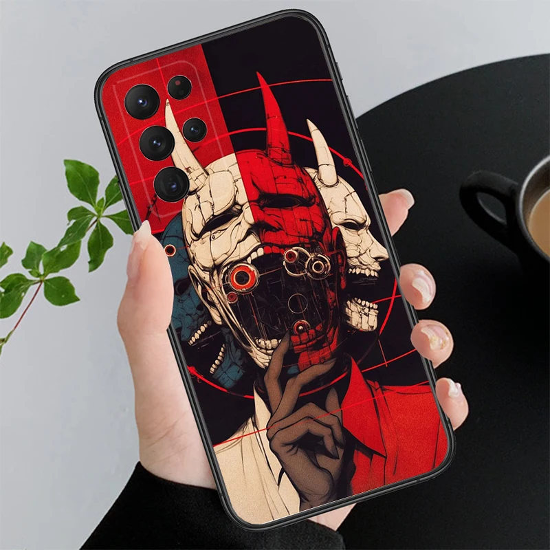 اليابانية أوني قناع الشيطان الفن قضية الهاتف لسامسونج A55 A16 A56 A36 A35 A15 A53 A54 A33 A34 A25 A05S A52 A52S A14 A24 A26 A71