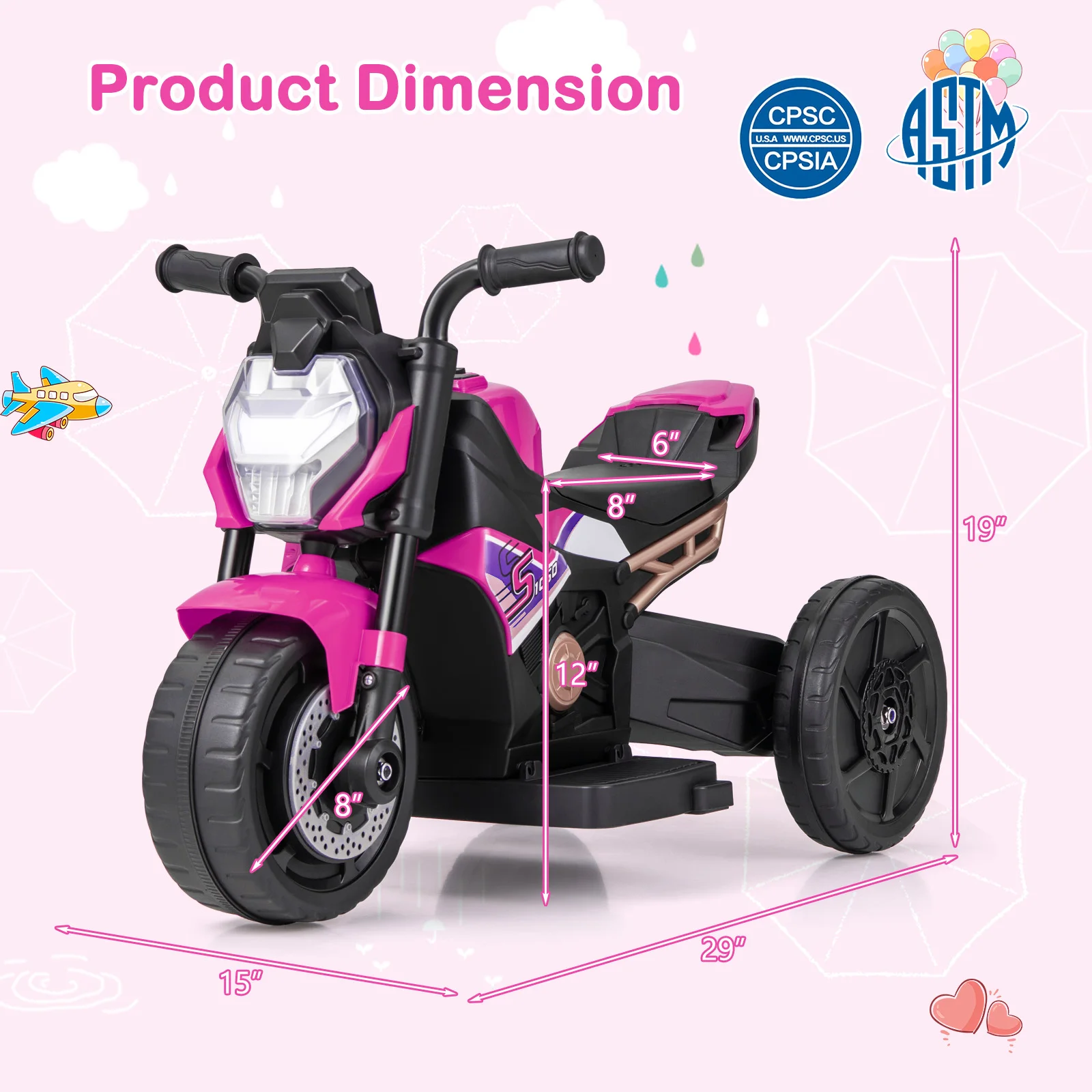 2-in-1 Kids Electric Motorcycle w/Detachable Training Wheels Headlight & Horn