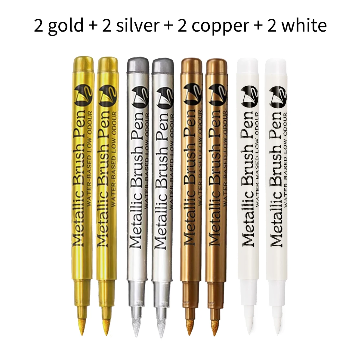 فرشاة أقلام خطاط (ماركر) معدنية أبيض/ذهبي/فضي/نحاس اللون قلم تلوين دائم للحرف اليدوية سكرابوكينغ لوازم مكتبية #6