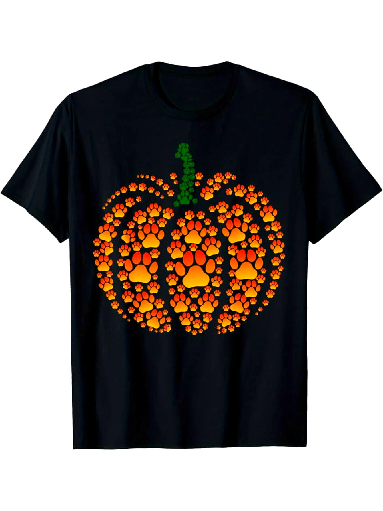

Men's Halloween Pumpkin Dog Cat Paw Printed Pet Lovers T-Shirt - 100% Cotton Casual Crew Neck Short Sleeve, Comfortable