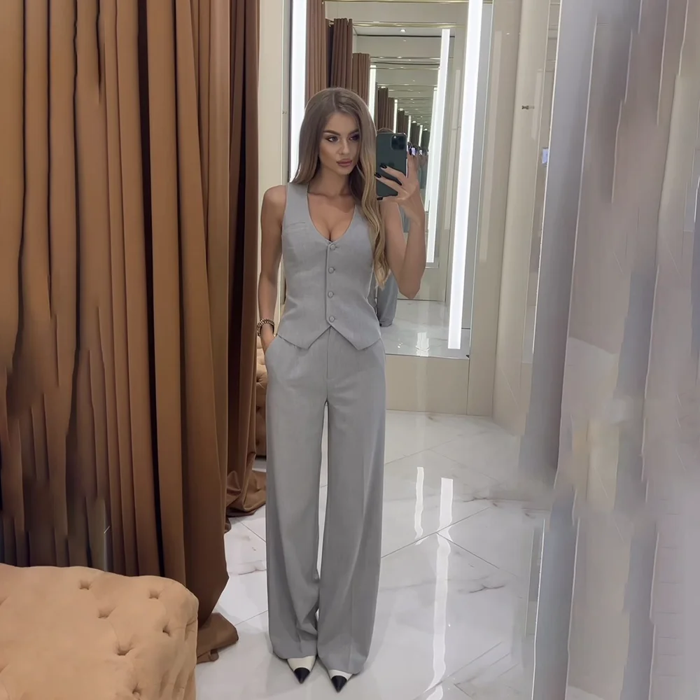 Luxury Female Suit 2 Pieces Vest Pants Business Casual Social Party Banquet Custom Lady Blazer Set Trajes De Mujer Elegante