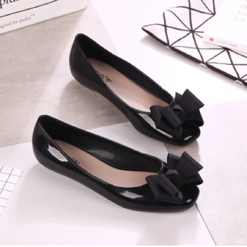 Women Fashion Light Weight Bow Tie Beach Rubber Flat Shoes Lady Casual Street & Home Comfort Slip on Loafers Zapatos Mujer A88