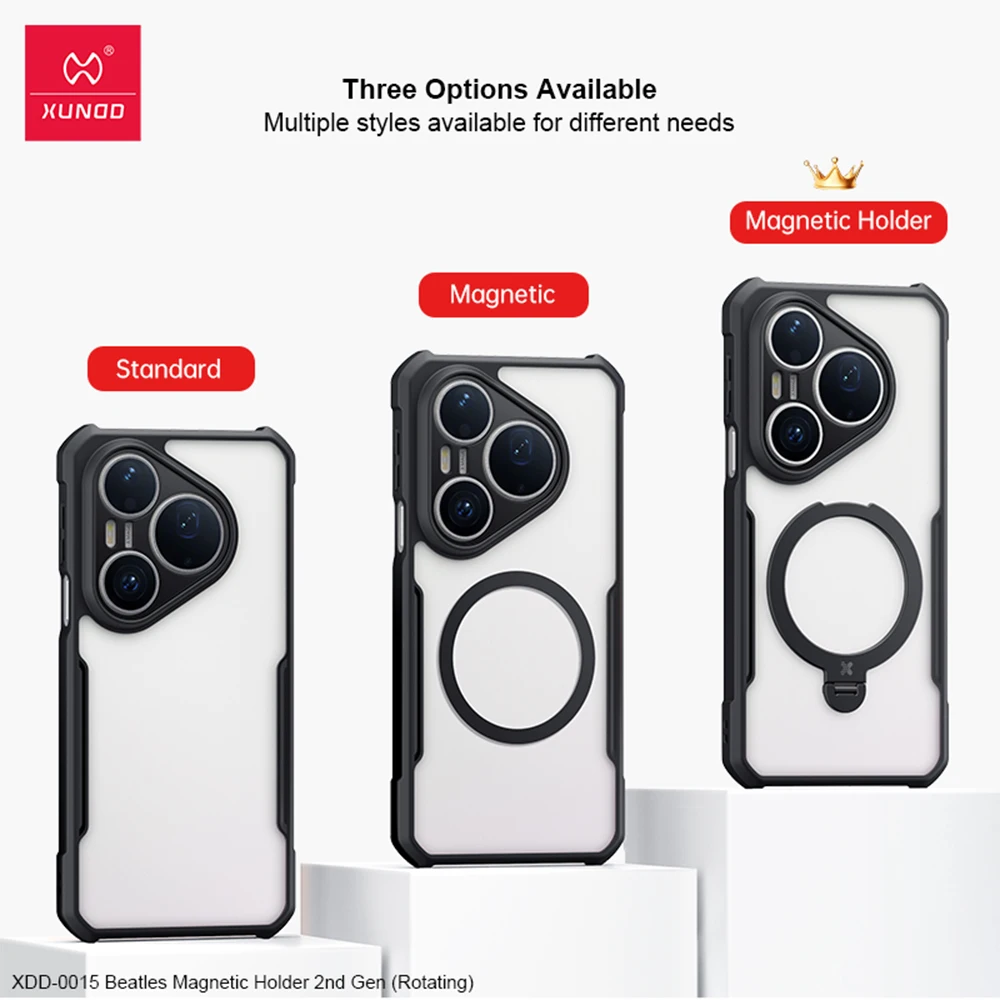Etui XUNDD do Huawei Pura 90 Pro Max z magnetyczną podstawką, przezroczyste, odporne na wstrząsy, z poduszkami powietrznymi, chroniące przed upadkiem, z pełną ochroną aparatu. — zdjęcie produktu 5
